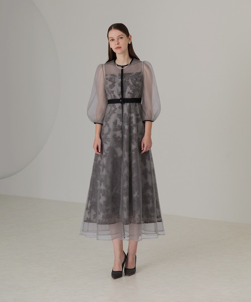 Leja（レジャ） ドレス 「LEJA」チュールパイピングリーフベルトA