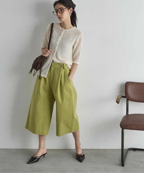 RoseHeve オリーブグリーン ガウチョパンツ タック入り RoseHeve