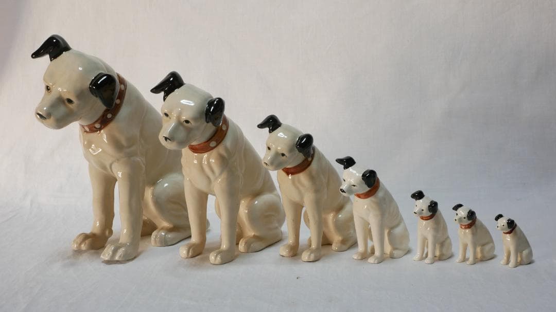 ビクター犬　ニッパー君　陶器置物　7匹　ビンテージ Victor ビクター犬 ニッパー君 犬 陶器 置物 レトロ アンティーク 7匹