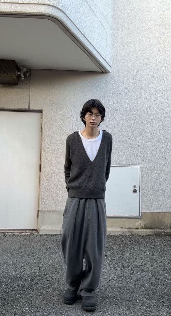 パンツ SUNSET MOSSA WOOL WIDE SAROUEL SLACKS MOSSA WOOL WIDE SAROUEL SLACKS – SUNSET