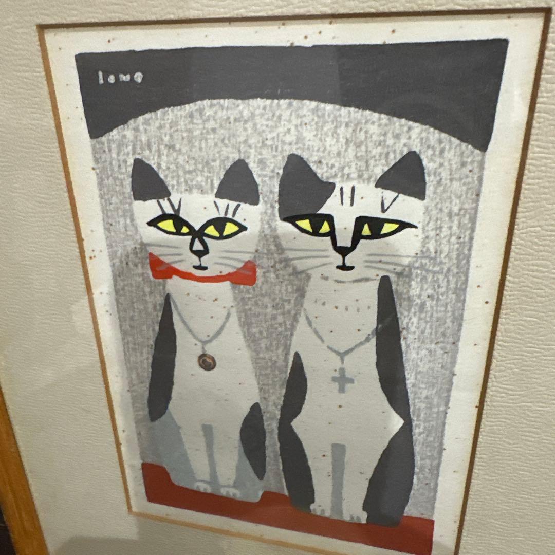 稲垣知雄「Big Cat」版画 | 禅林堂 稲垣知雄 木版画 ペンダントの猫